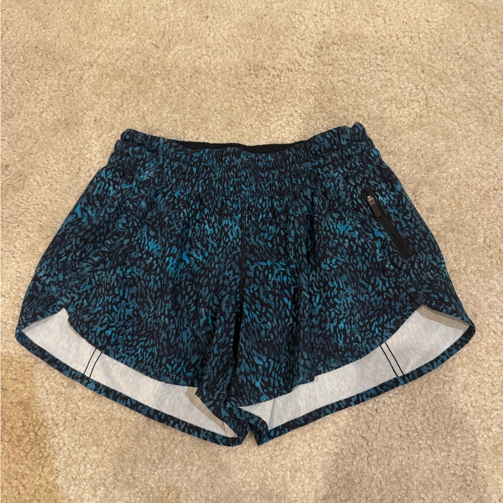 lululemon athletica Blue and Black Patterned Athletic Shorts
